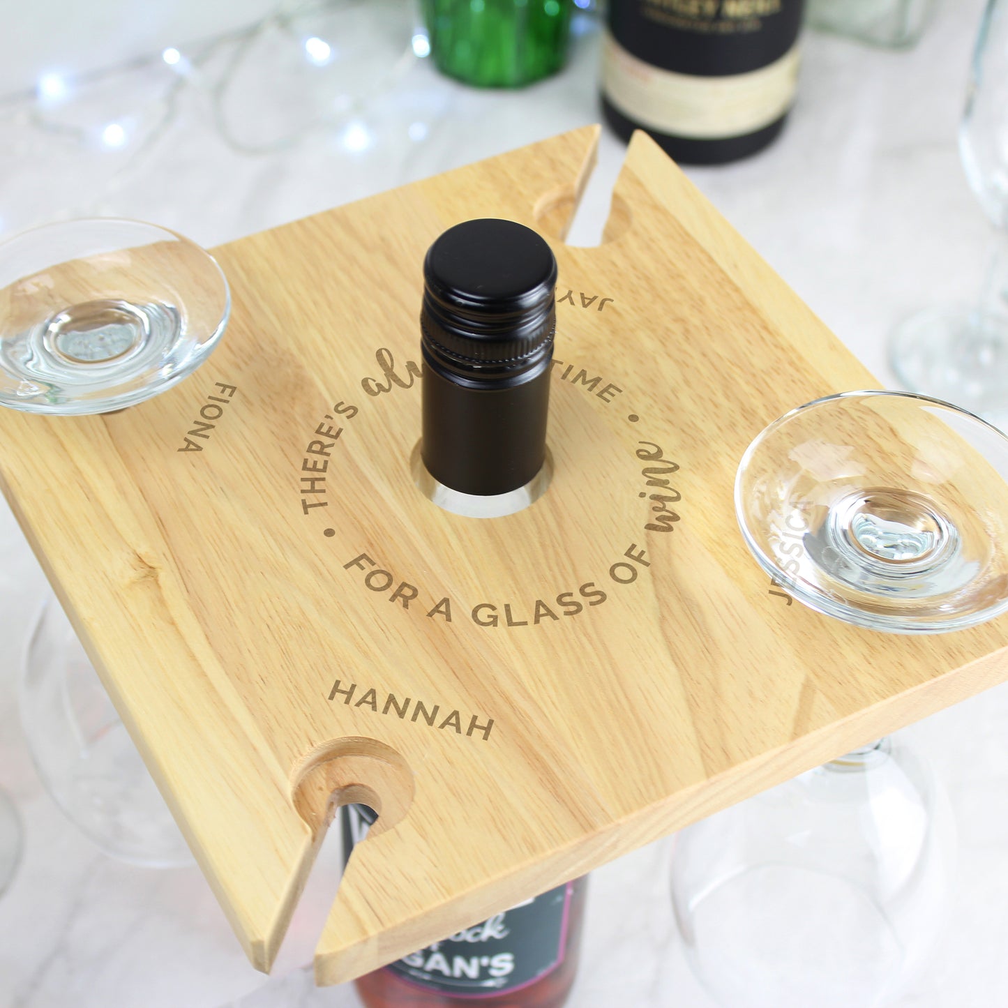Personalised ...Time For a Glass of Wine Four Wine Glass Holder & Bottle Holder - MK&JD Gifts