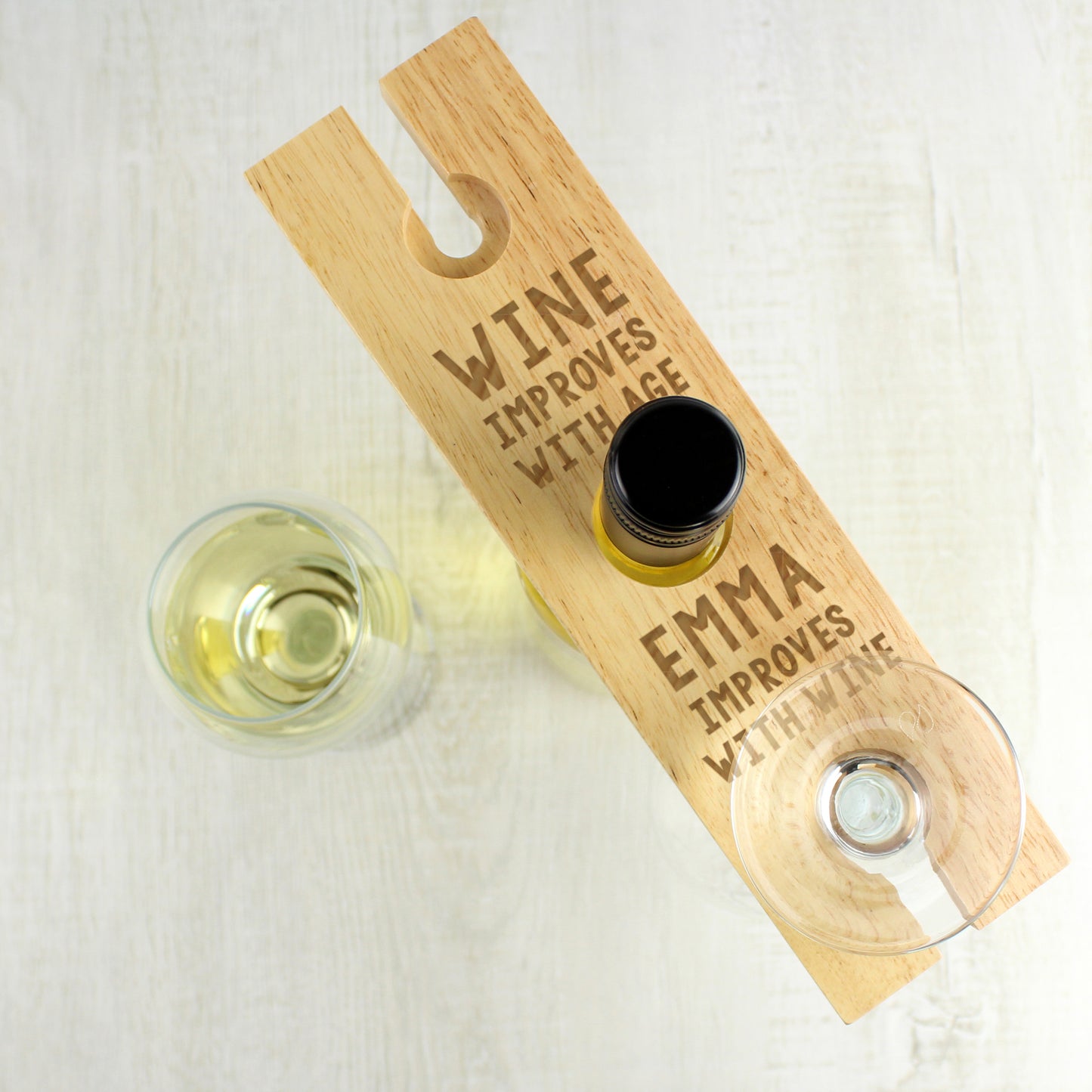 Personalised 'Improves With Wine' Wine Glass & Bottle Holder - MK&JD Gifts