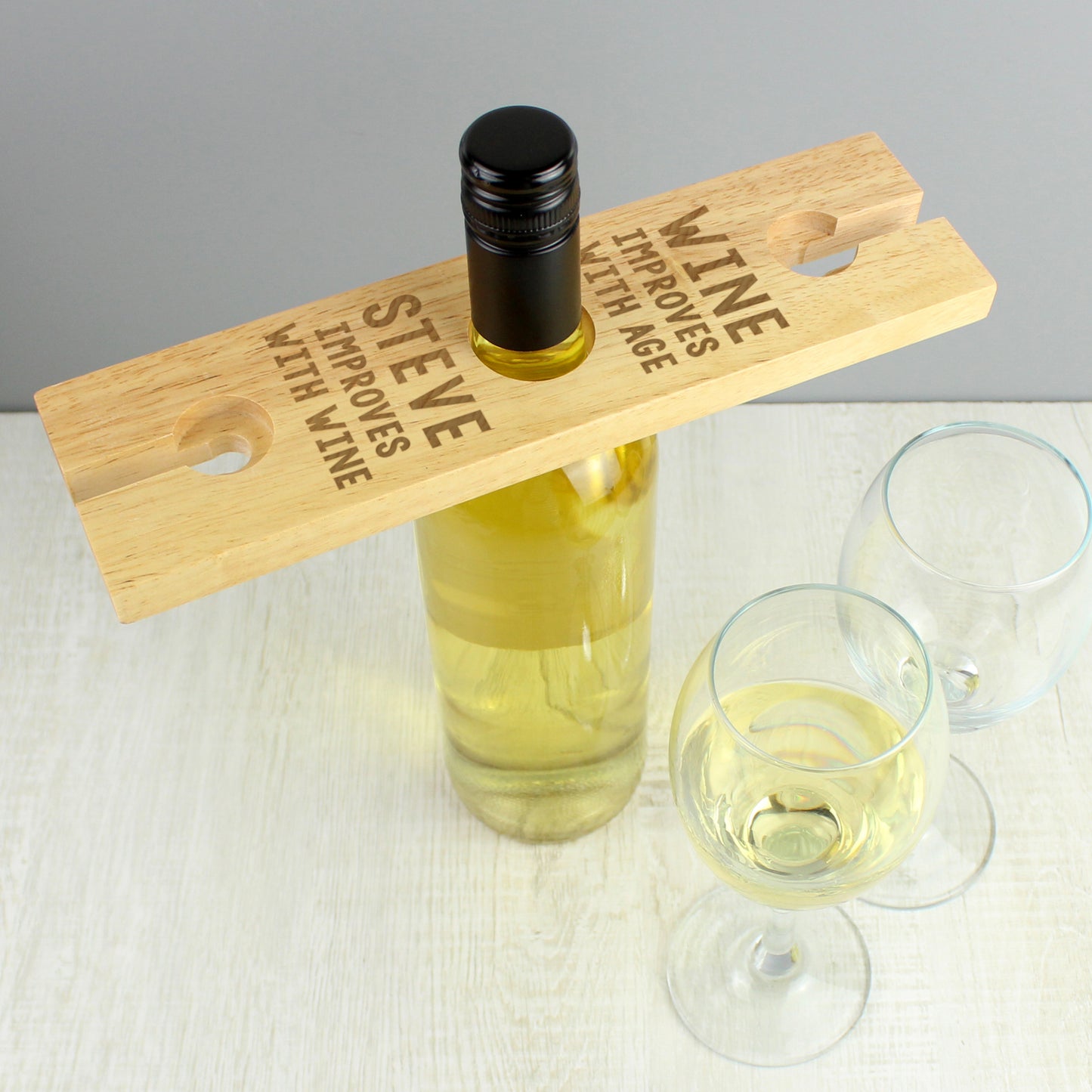 Personalised 'Improves With Wine' Wine Glass & Bottle Holder - MK&JD Gifts