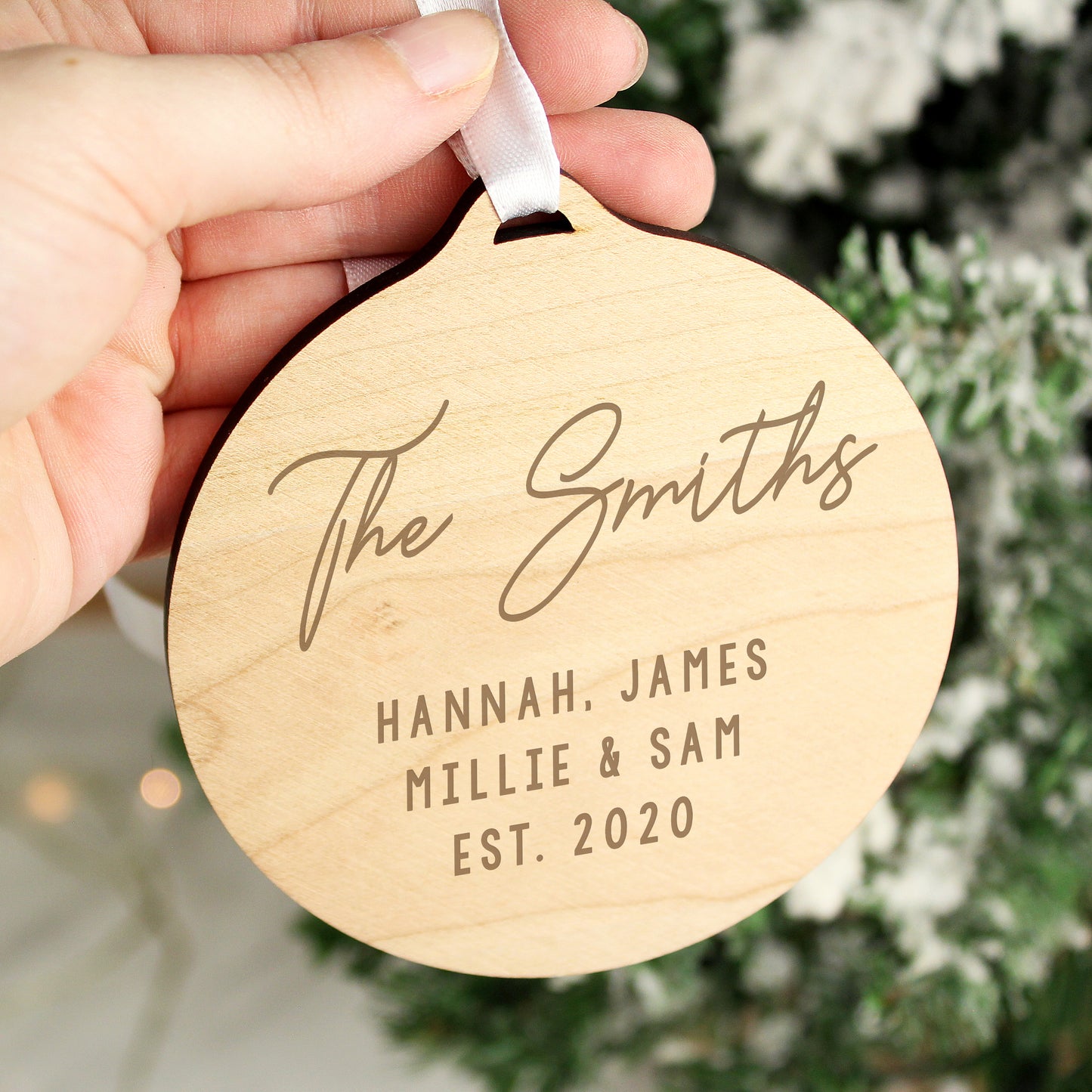 Personalised Free Text Round Wooden Decoration - MK&JD Gifts