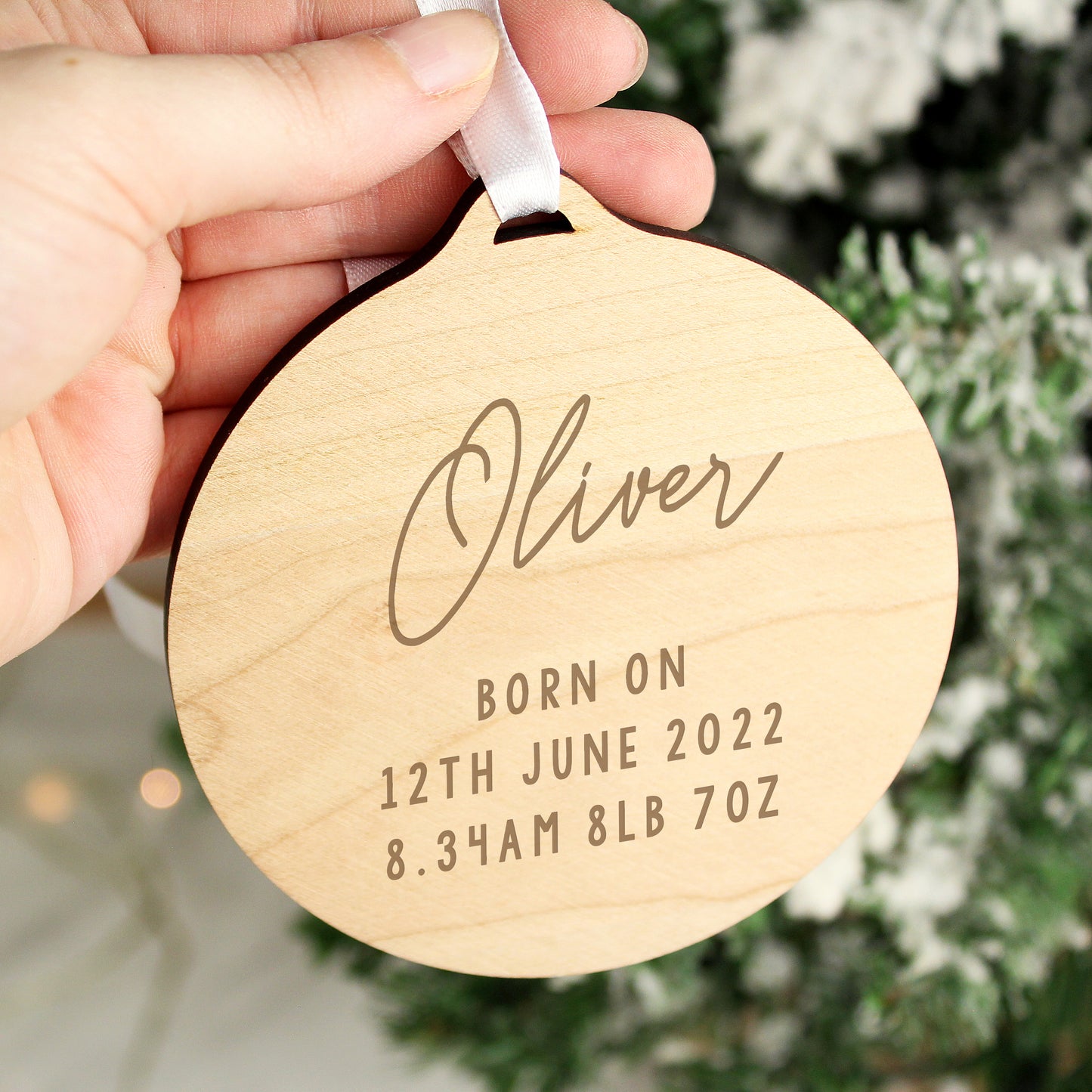 Personalised Free Text Round Wooden Decoration - MK&JD Gifts