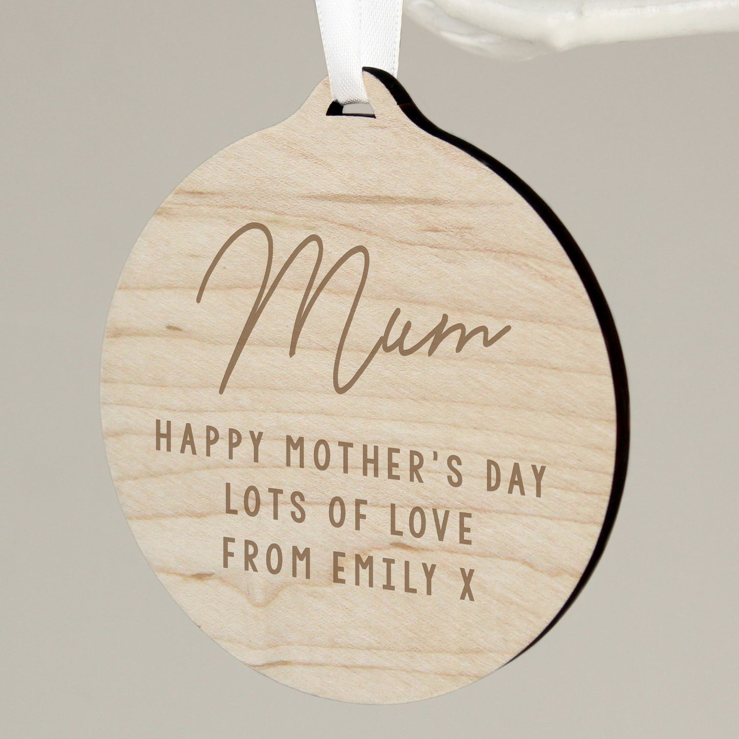 Personalised Free Text Round Wooden Decoration - MK&JD Gifts