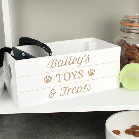 Personalised Pets White Wooden Crate - MK&JD Gifts