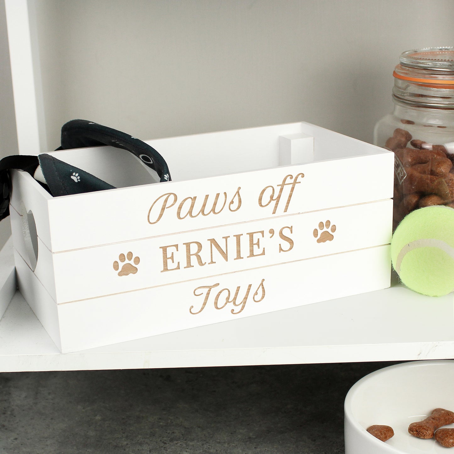 Personalised Pets White Wooden Crate - MK&JD Gifts
