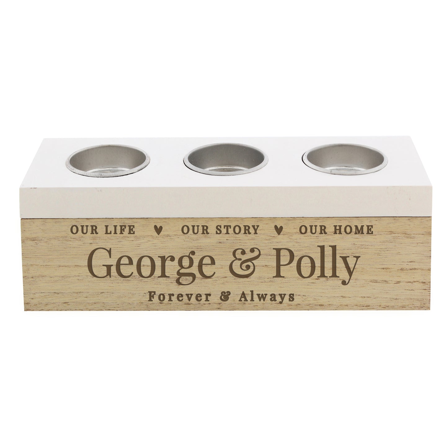 Personalised Our Life Story & Home Triple Tea Light Box - MK&JD Gifts