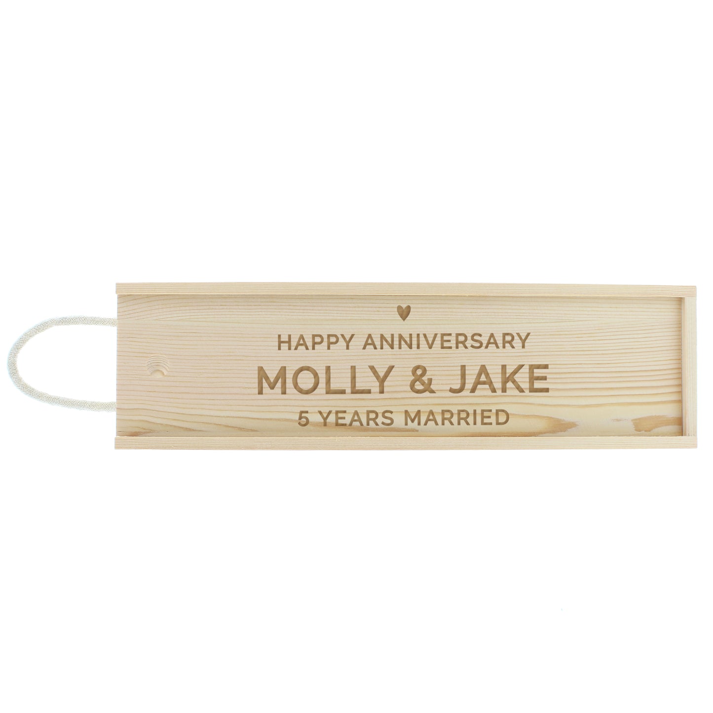 Personalised Love Heart Wooden Wine Bottle Box - MK&JD Gifts