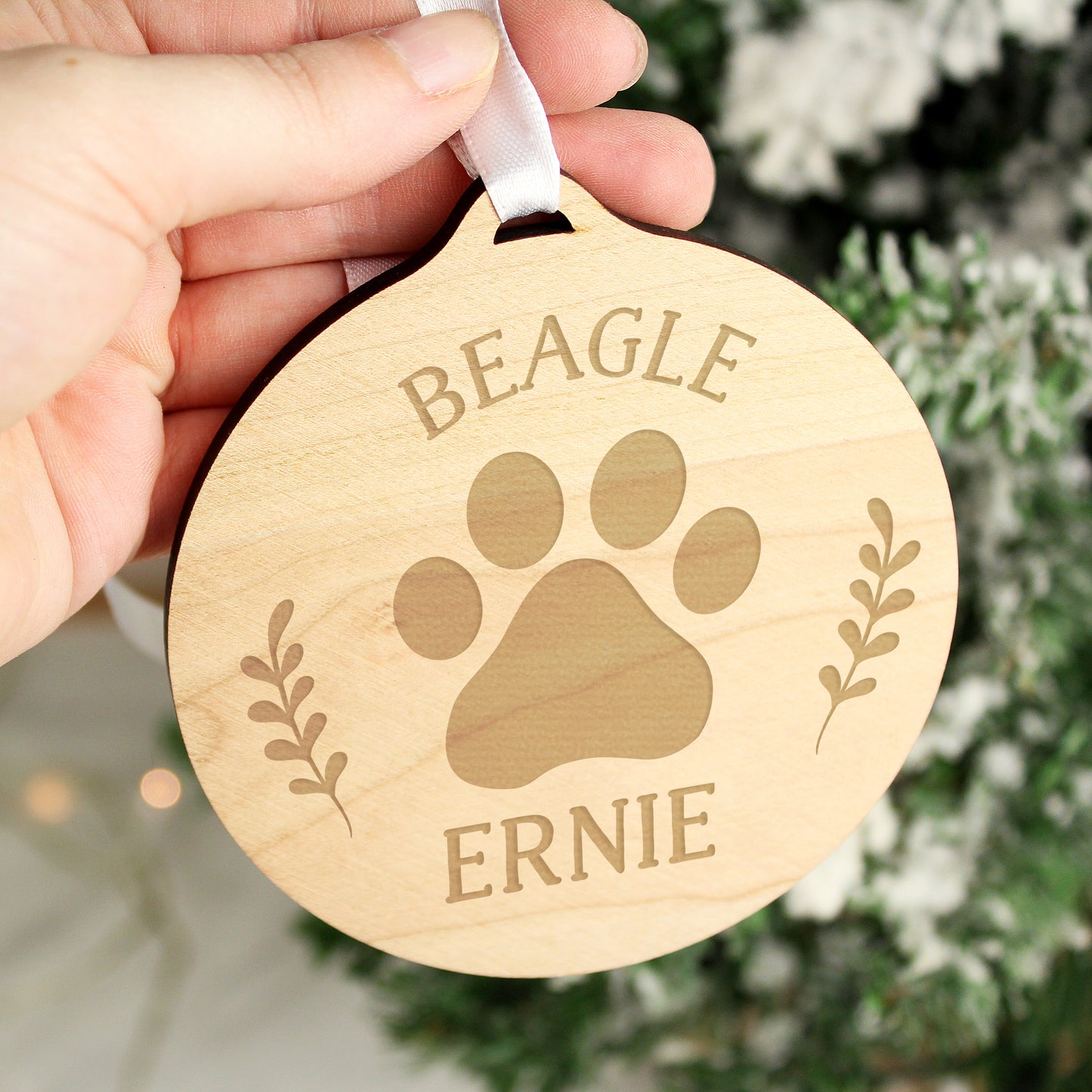 Personalised Dog Breed Round Wooden Bauble - MK&JD Gifts
