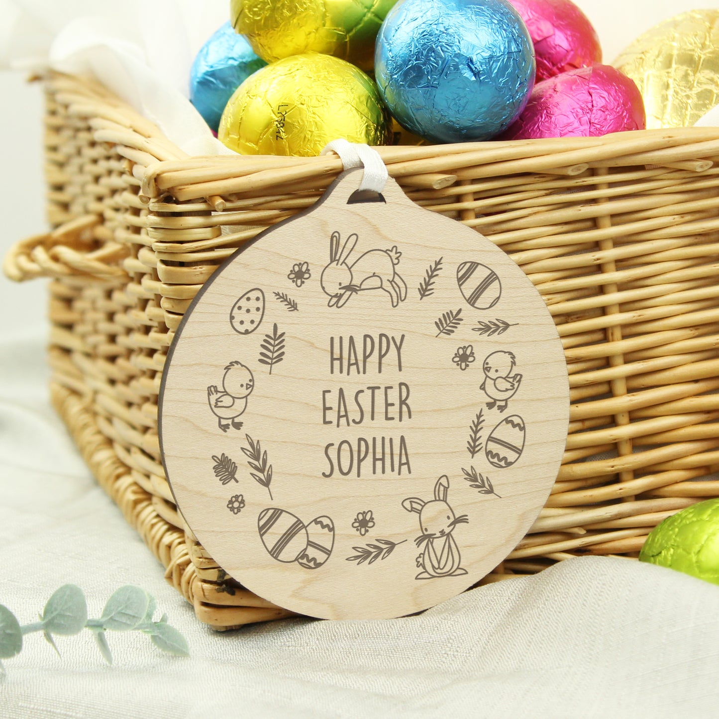 Personalised Happy Easter Wooden Decoration - MK&JD Gifts