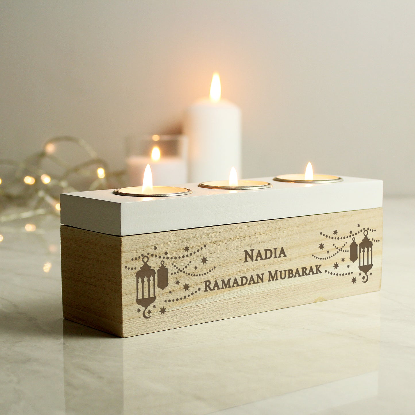 Personalised Eid and Ramadan Triple Tea Light Box - MK&JD Gifts