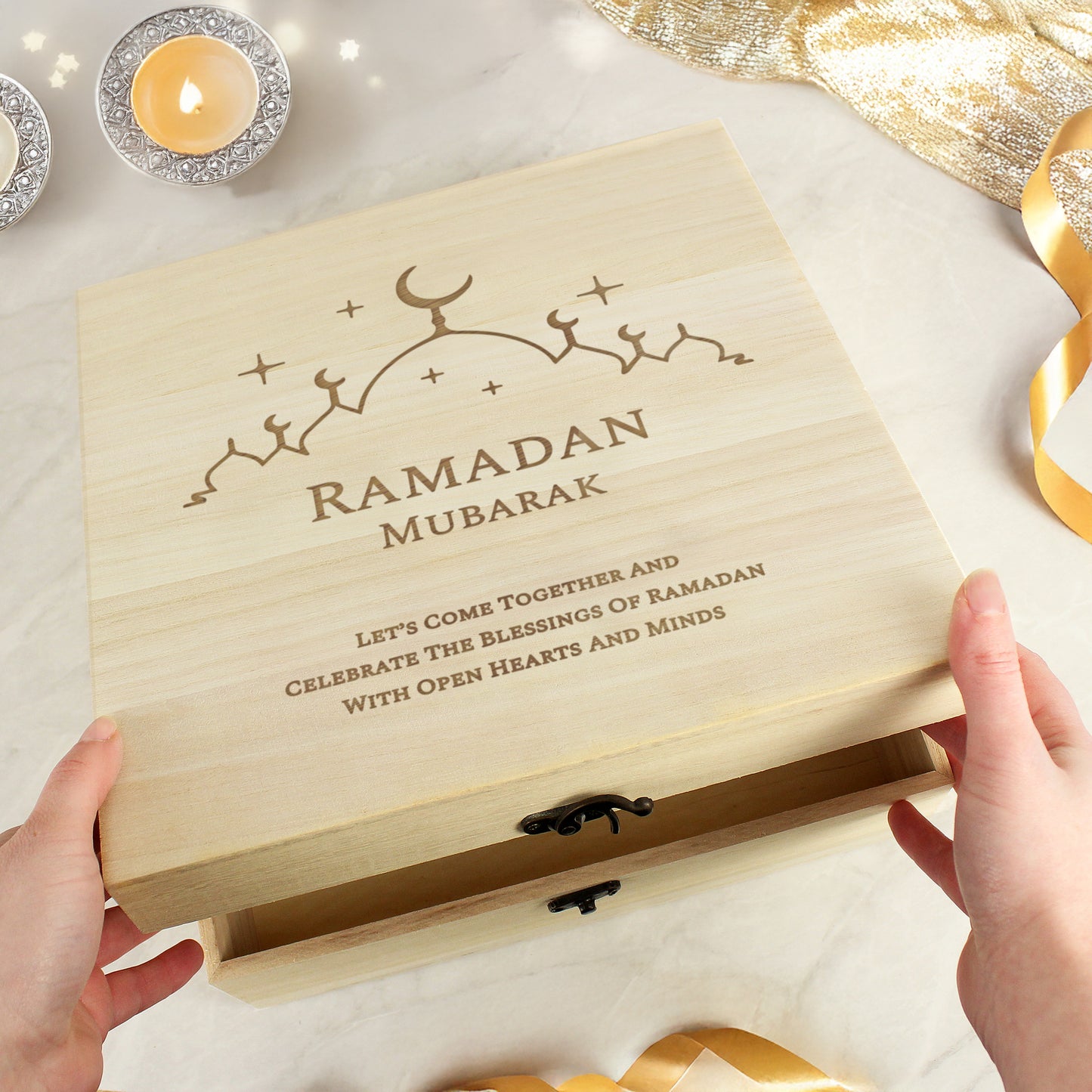 Personalised Eid and Ramadan Large Wooden Keepsake Box - MK&JD Gifts