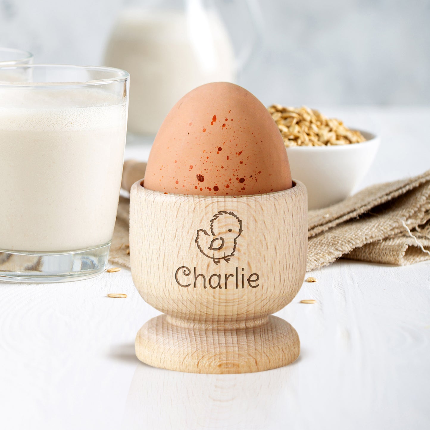 Personalised Chick Wooden Egg Cup - MK&JD Gifts