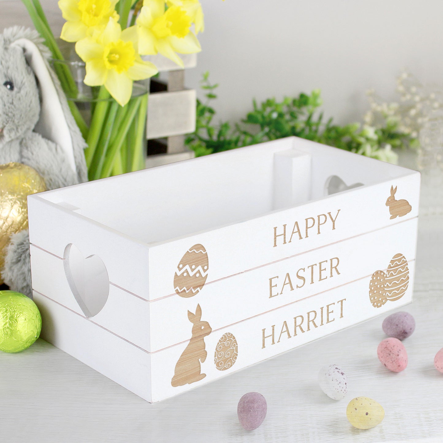 Personalised Easter Bunny Small Wooden Crate - MK&JD Gifts