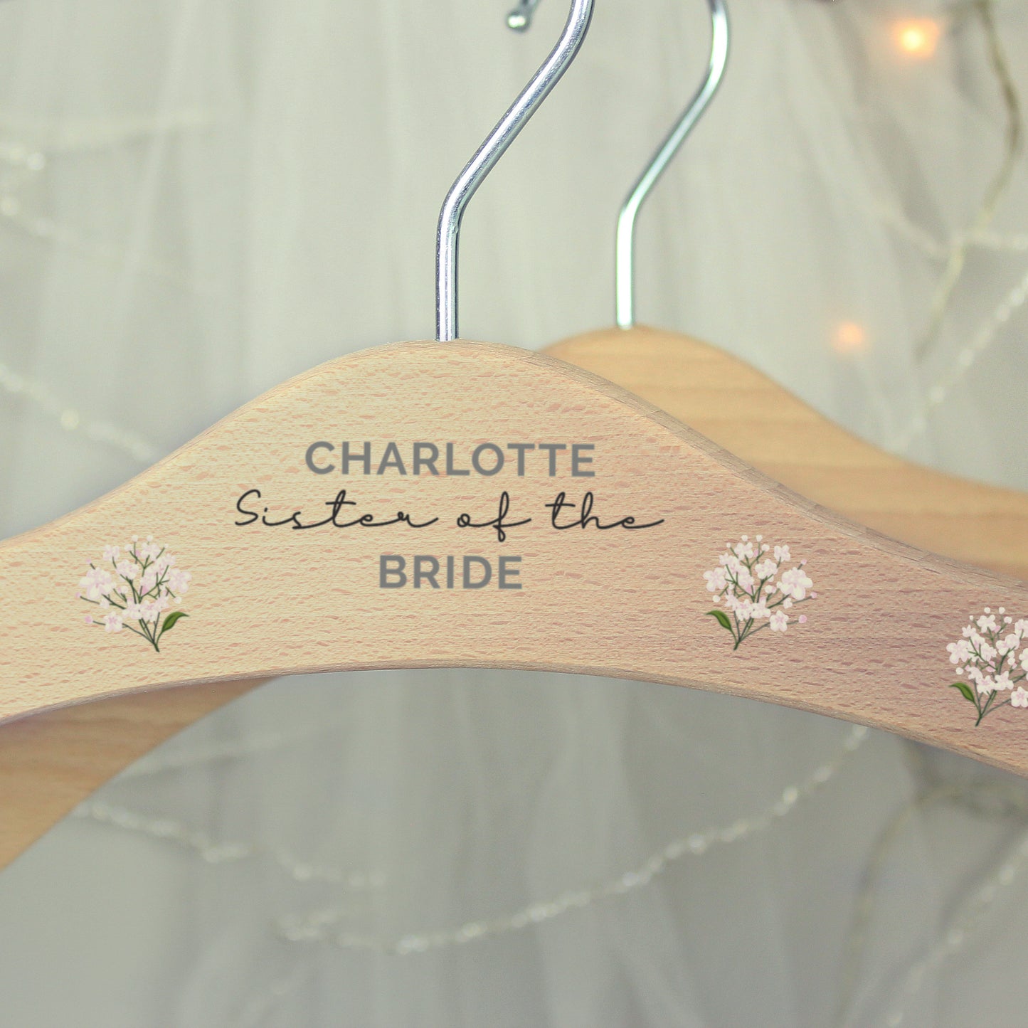 Personalised White Floral Wooden Hanger - MK&JD Gifts