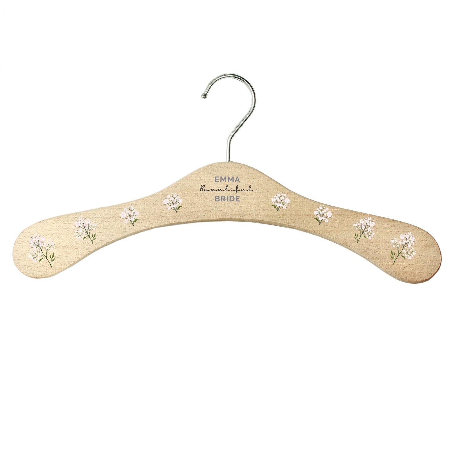 Personalised White Floral Wooden Hanger - MK&JD Gifts