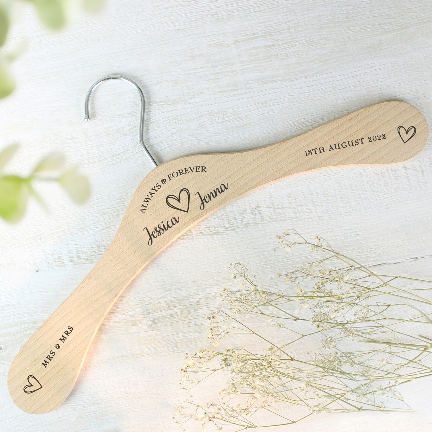 Personalised Always & Forever Wooden Hanger - MK&JD Gifts