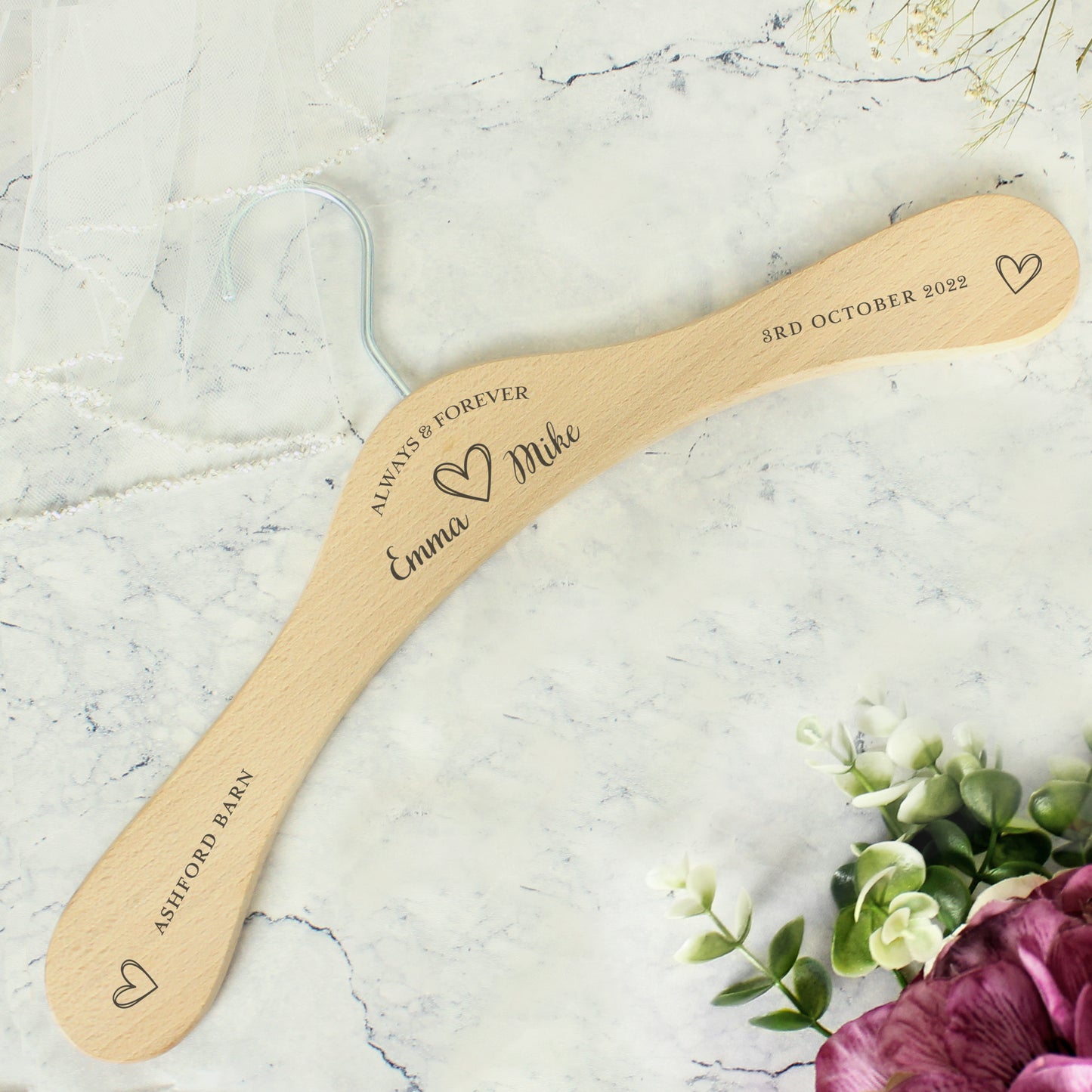 Personalised Always & Forever Wooden Hanger - MK&JD Gifts