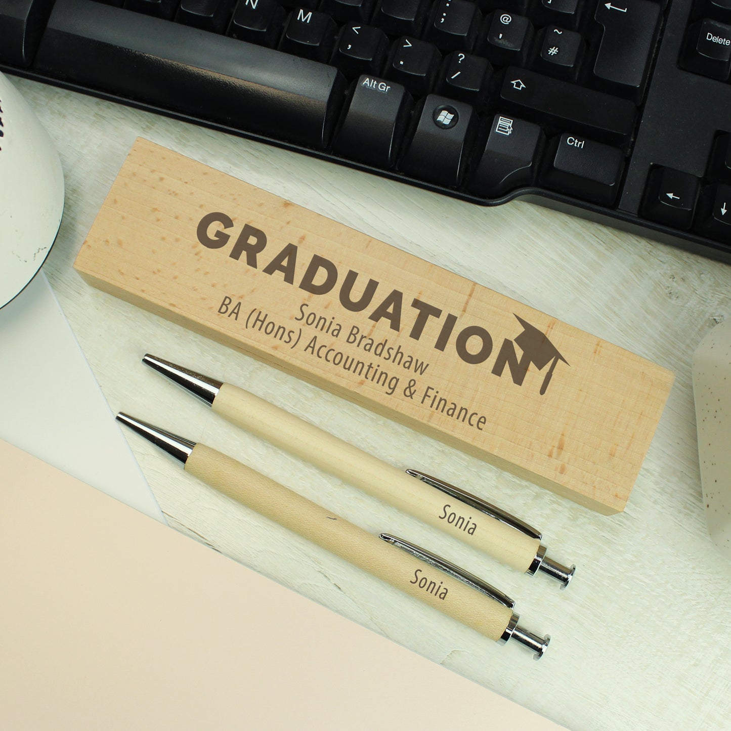 Personalised Graduation Wooden Pen and Pencil Set - MK&JD Gifts