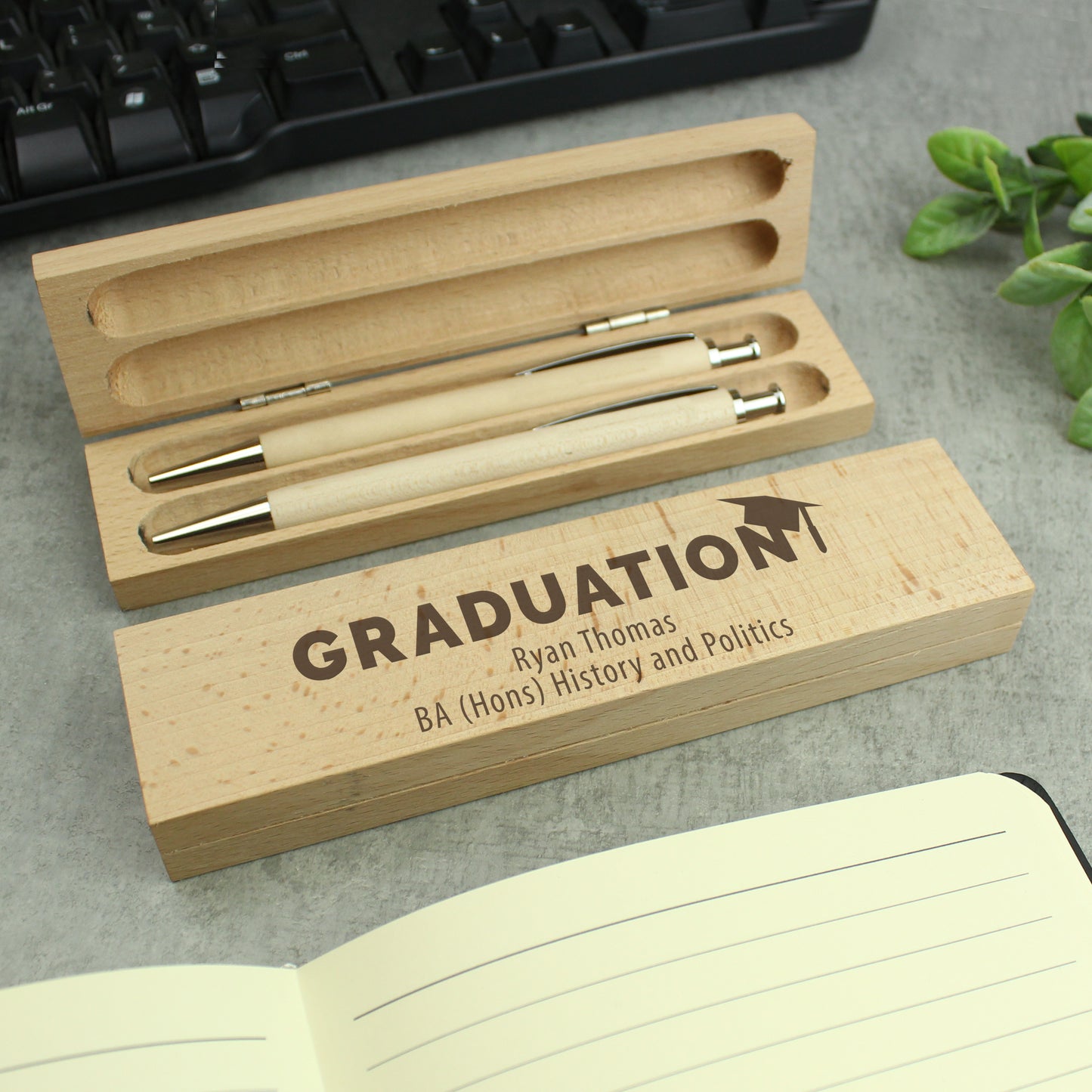 Personalised Graduation Wooden Pen and Pencil Set - MK&JD Gifts
