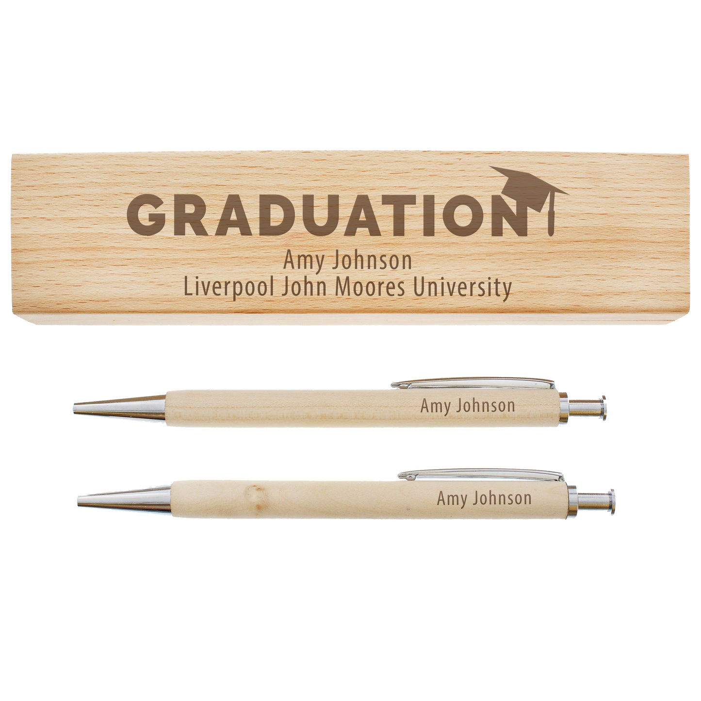 Personalised Graduation Wooden Pen and Pencil Set - MK&JD Gifts