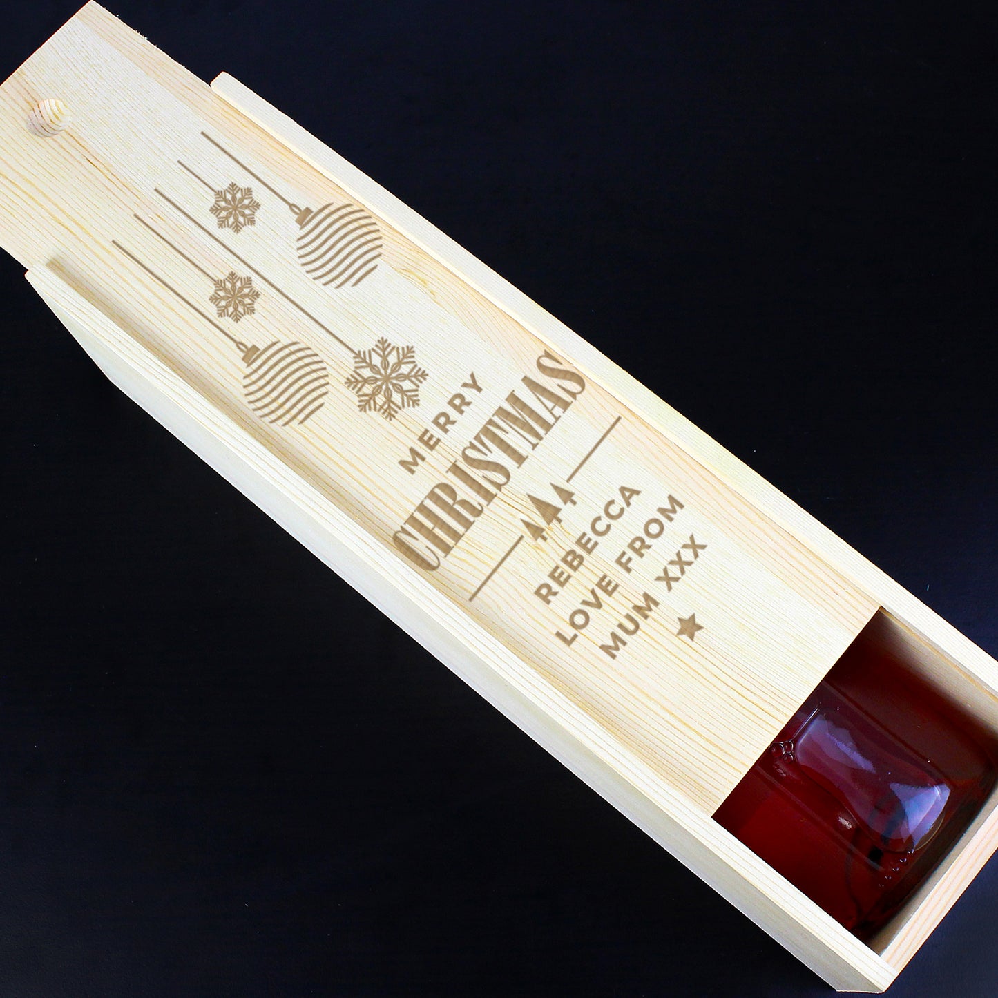 Personalised Christmas Wooden Wine Box - MK&JD Gifts