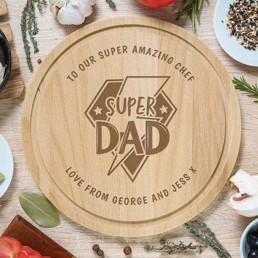 Personalised Super Dad Chopping Board - MK&JD Gifts