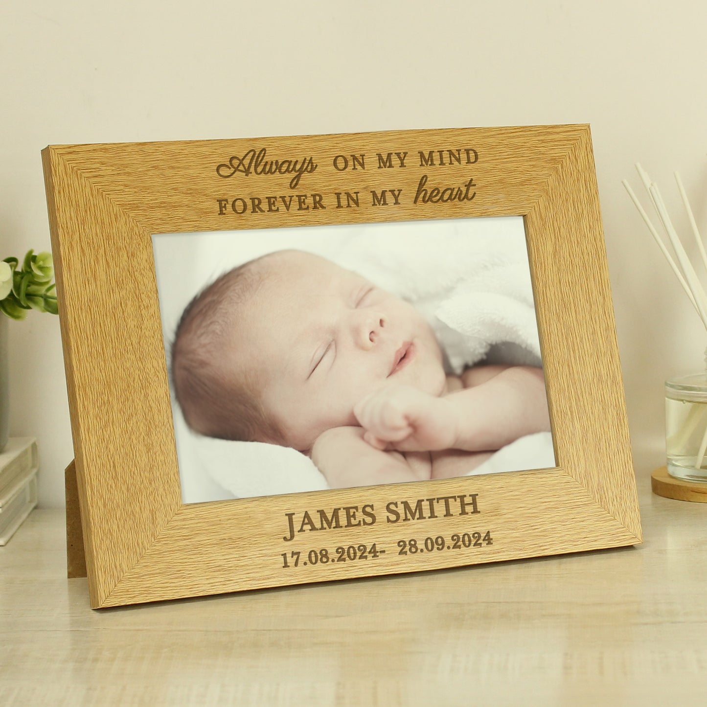 Personalised Memorial Always In My Heart 6x4 Wooden Photo Frame - MK&JD Gifts