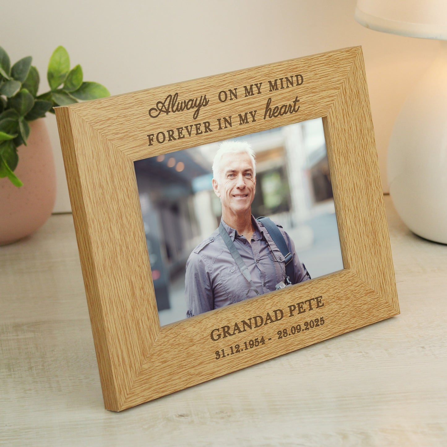 Personalised Memorial Always In My Heart 6x4 Wooden Photo Frame - MK&JD Gifts