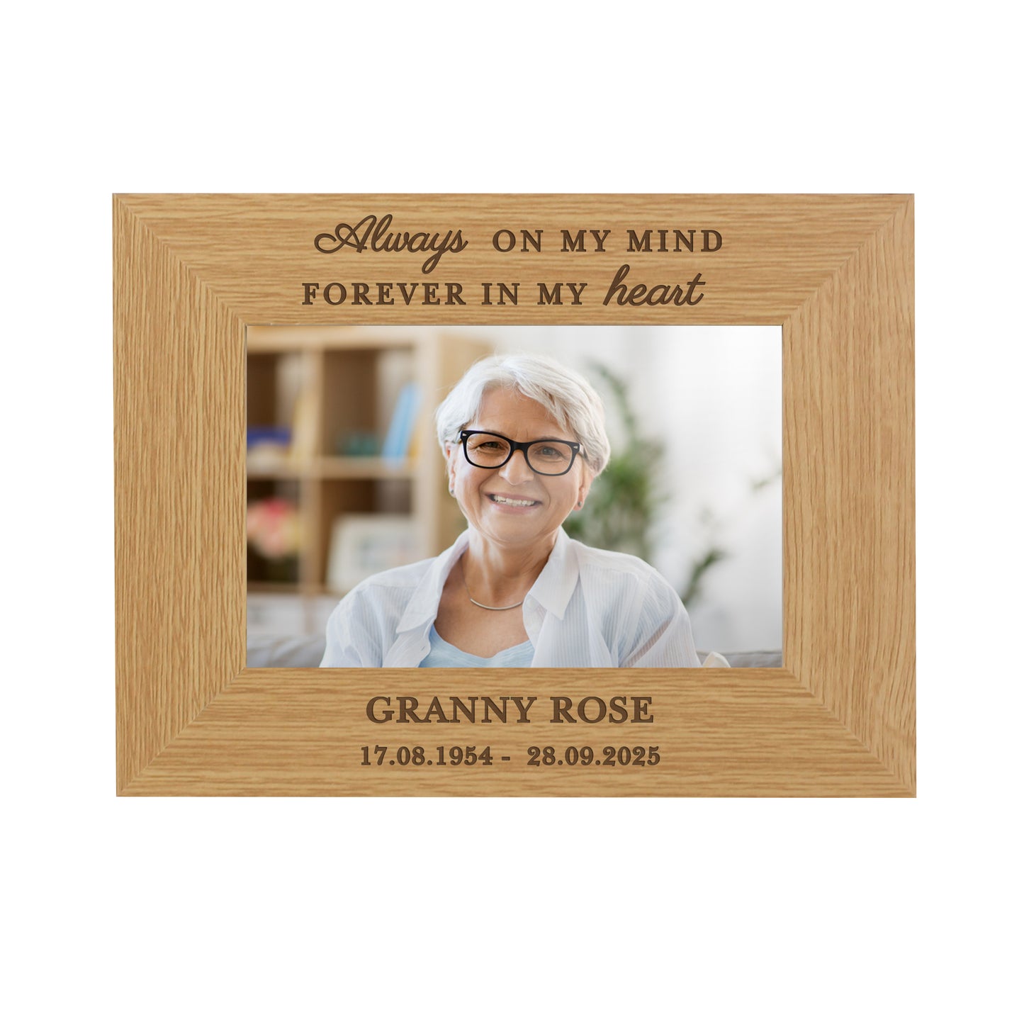 Personalised Memorial Always In My Heart 6x4 Wooden Photo Frame - MK&JD Gifts