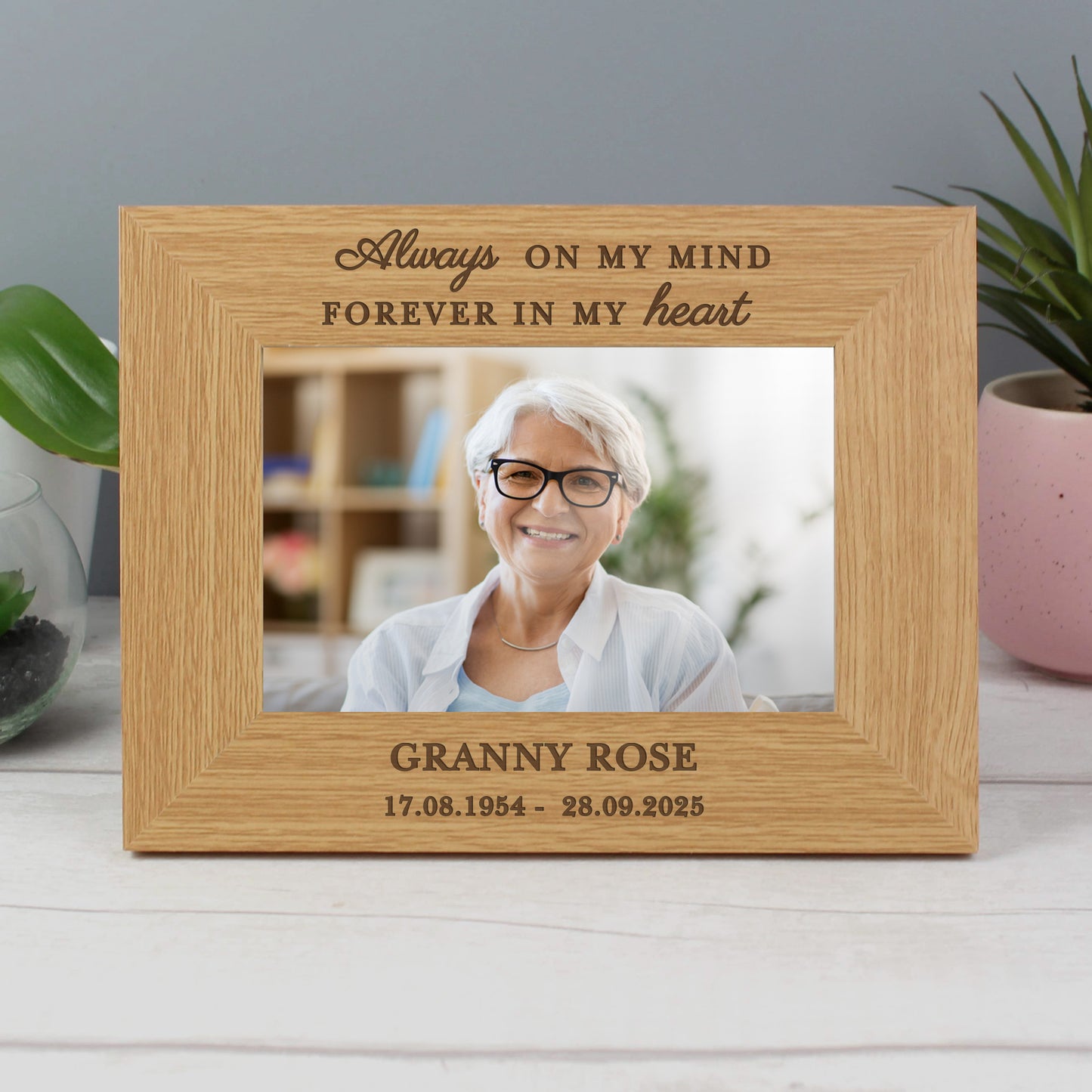 Personalised Memorial Always In My Heart 6x4 Wooden Photo Frame - MK&JD Gifts