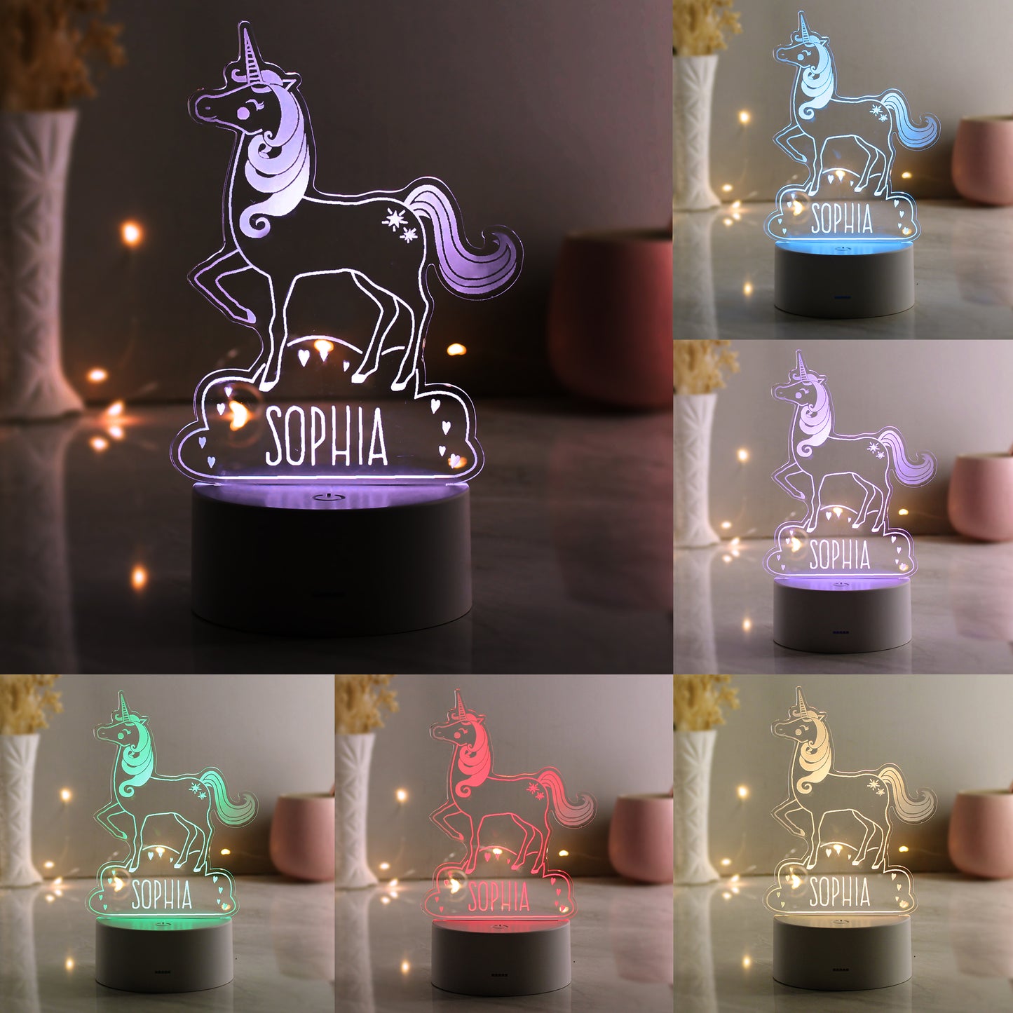Personalised Unicorn LED Colour Changing Night Light - MK&JD Gifts