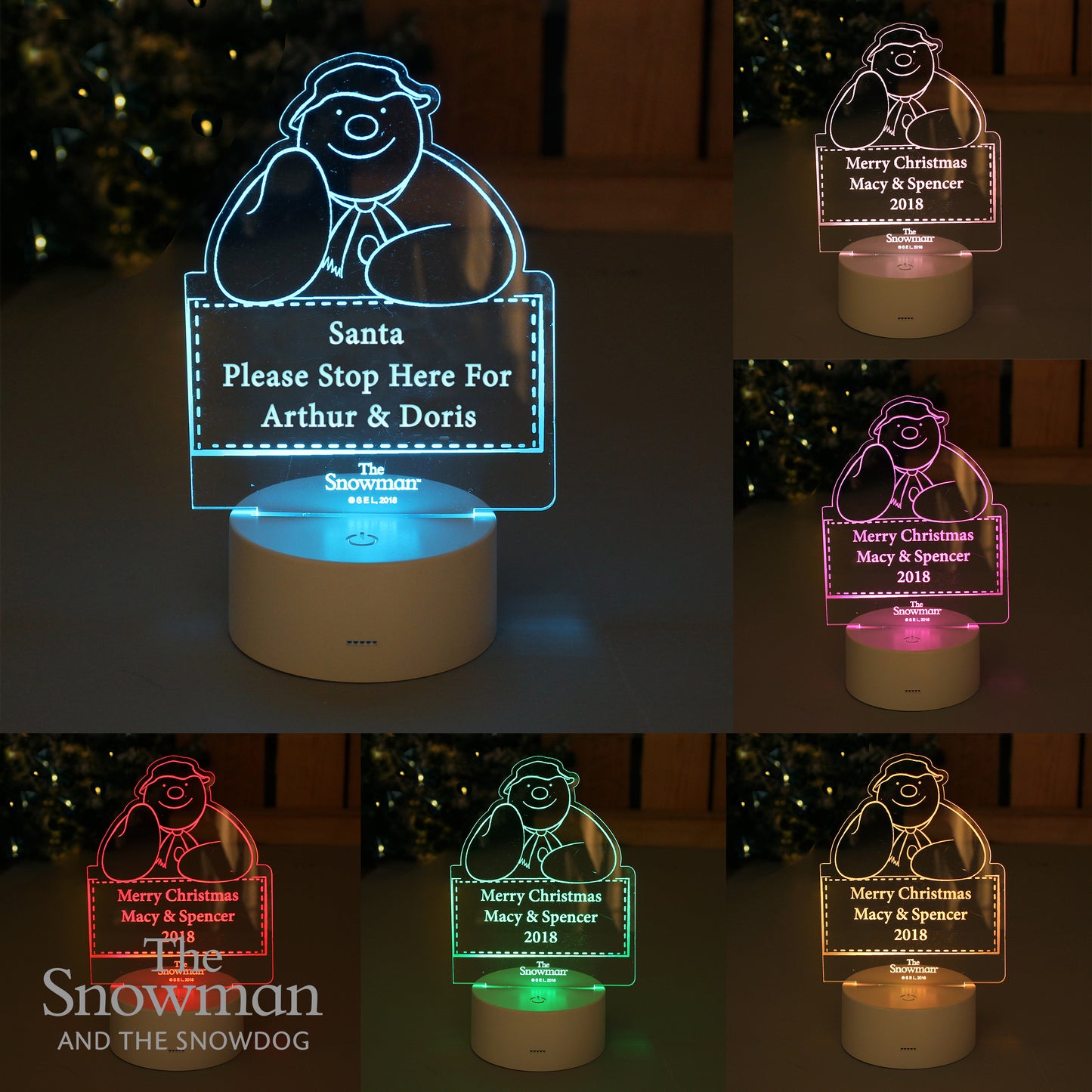 Personalised The Snowman LED Colour Changing Decoration & Night Light - MK&JD Gifts