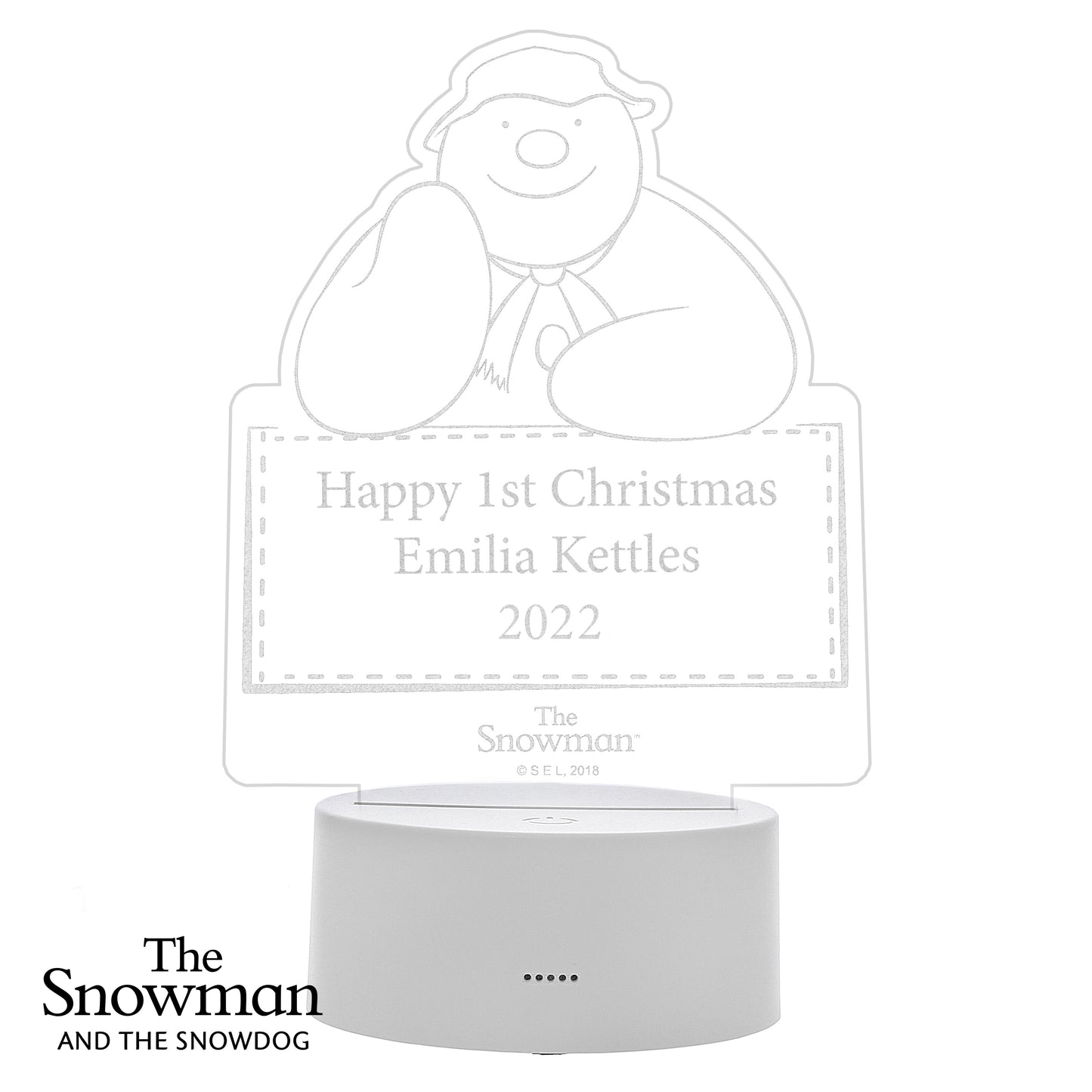 Personalised The Snowman LED Colour Changing Decoration & Night Light - MK&JD Gifts