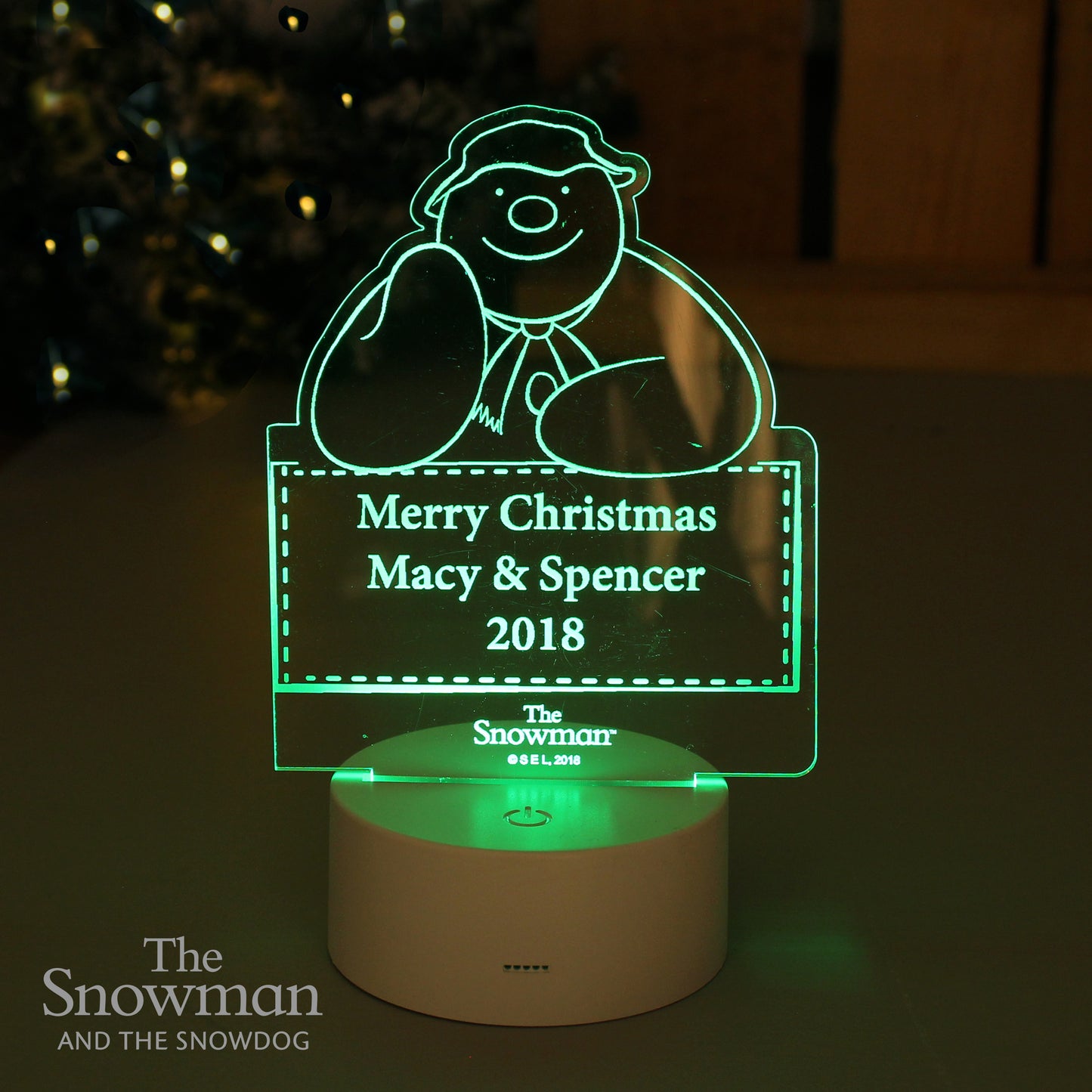 Personalised The Snowman LED Colour Changing Decoration & Night Light - MK&JD Gifts
