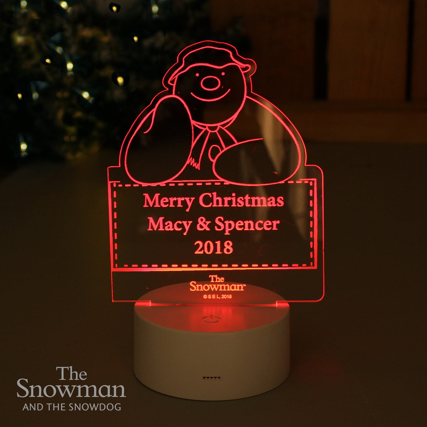 Personalised The Snowman LED Colour Changing Decoration & Night Light - MK&JD Gifts