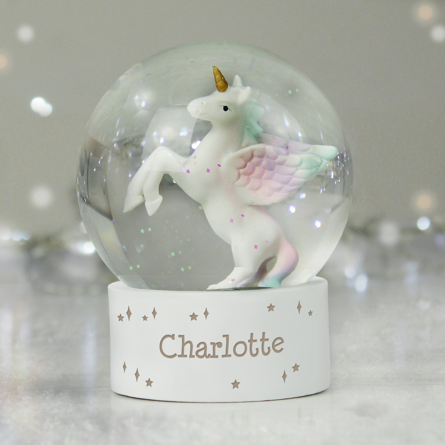 Personalised Unicorn Name Snow Globe - MK&JD Gifts