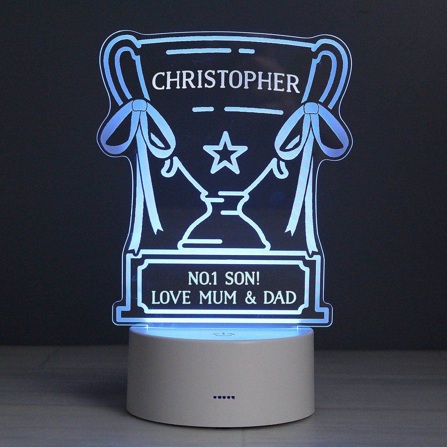 Personalised Trophy LED Colour Changing Night Light - MK&JD Gifts