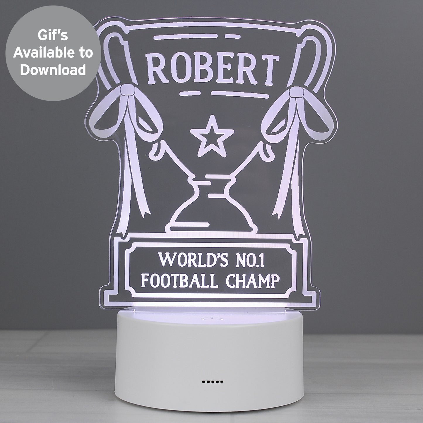 Personalised Trophy LED Colour Changing Night Light - MK&JD Gifts