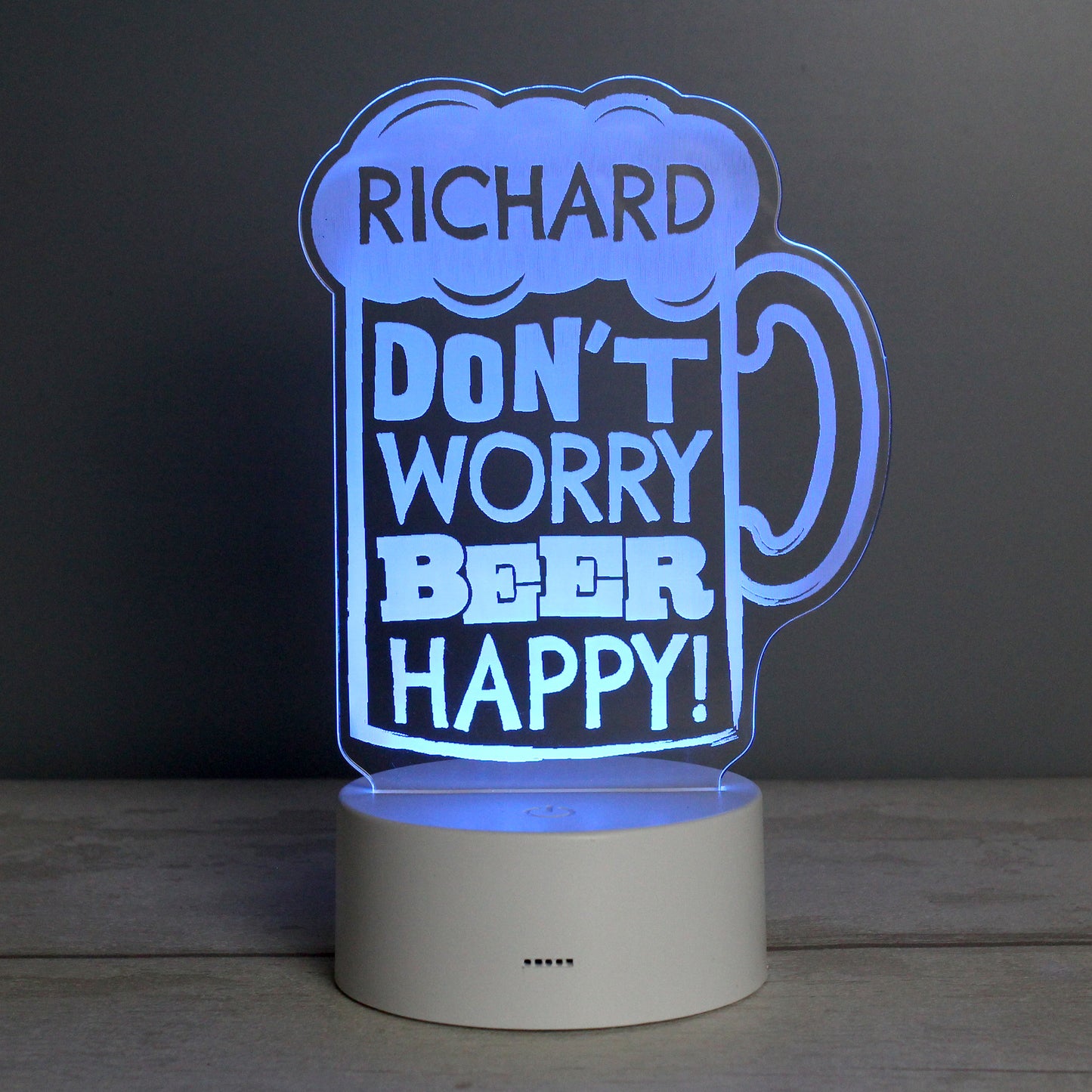 Personalised ""Beer Happy"" LED Colour Changing Light - MK&JD Gifts