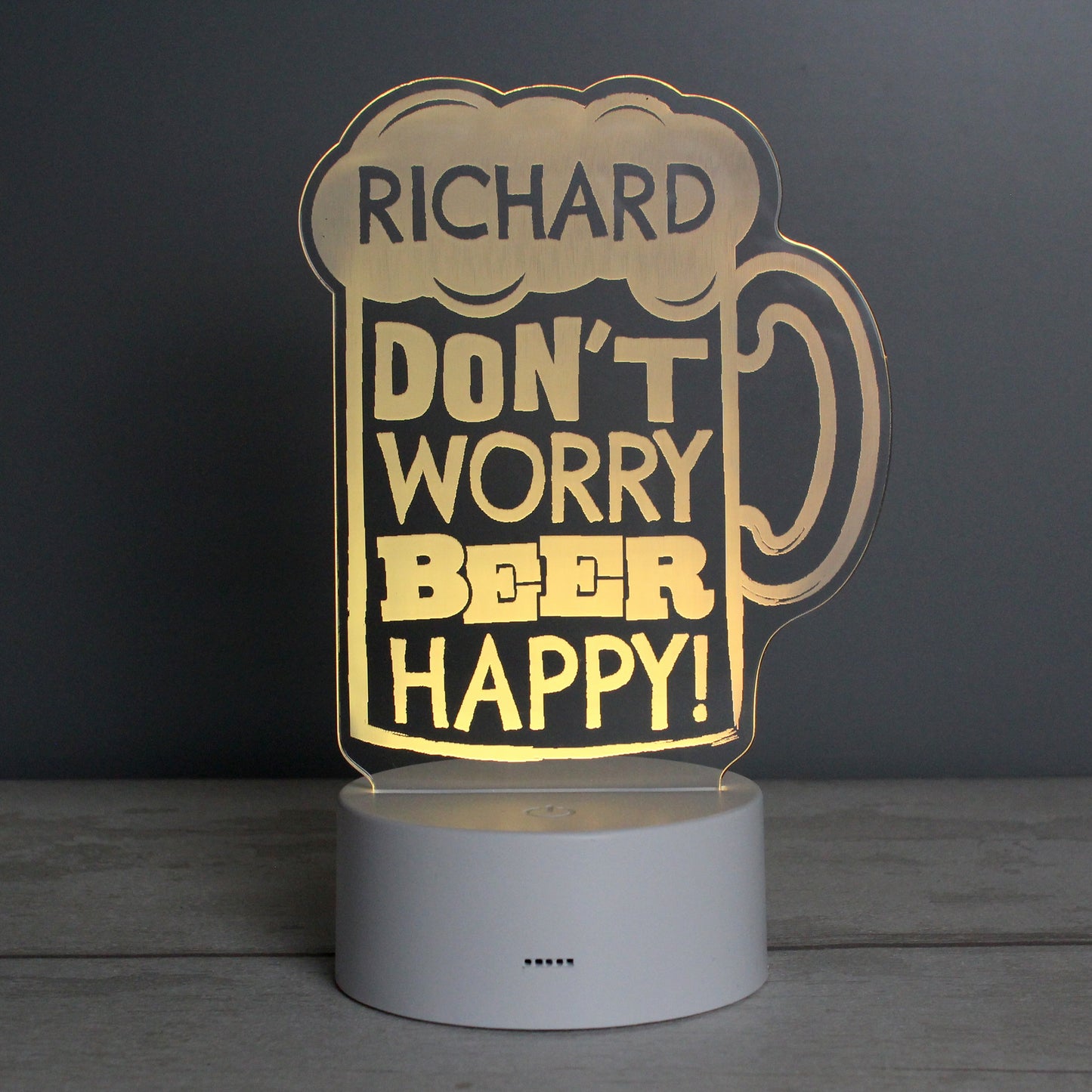 Personalised ""Beer Happy"" LED Colour Changing Light - MK&JD Gifts