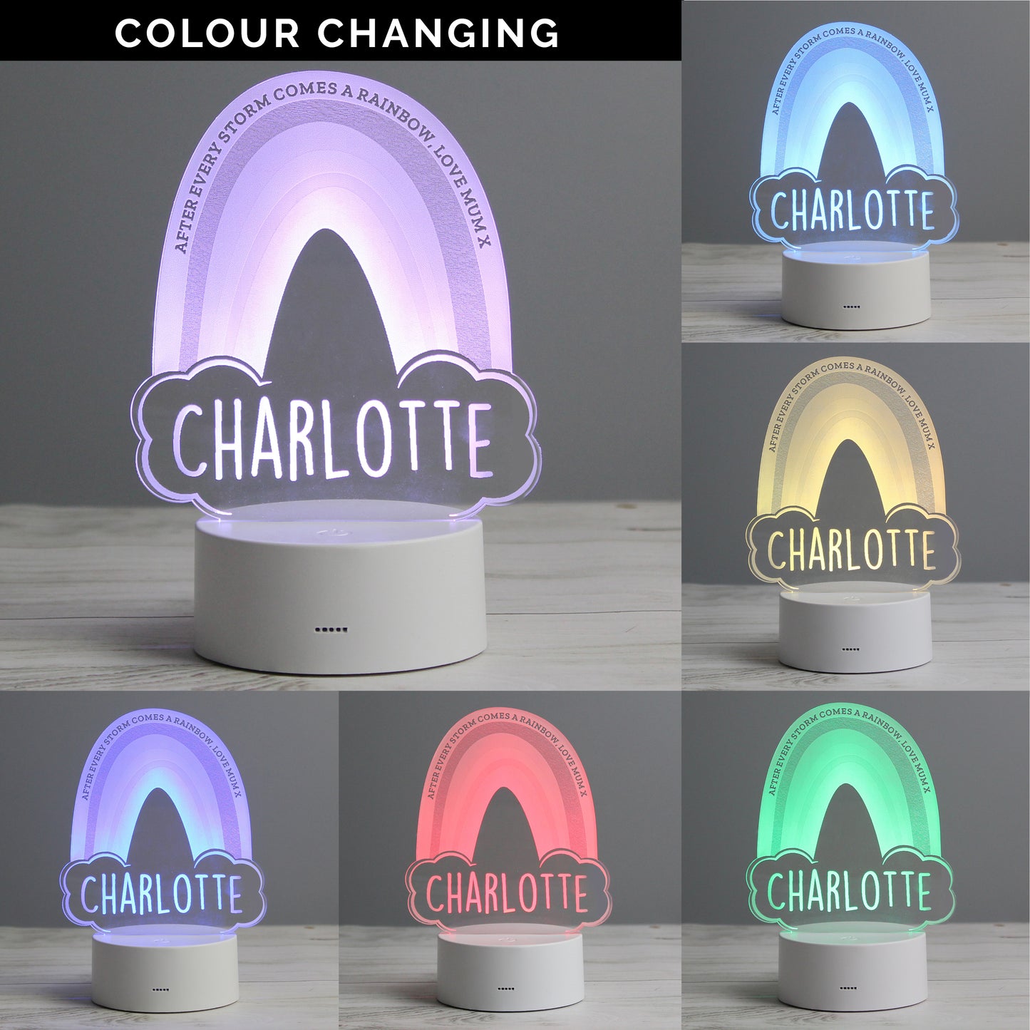 Personalised Rainbow LED Colour Changing Night Light - MK&JD Gifts