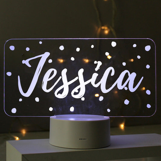 Personalised Polka-dot Name only LED Colour Changing Night Light - MK&JD Gifts