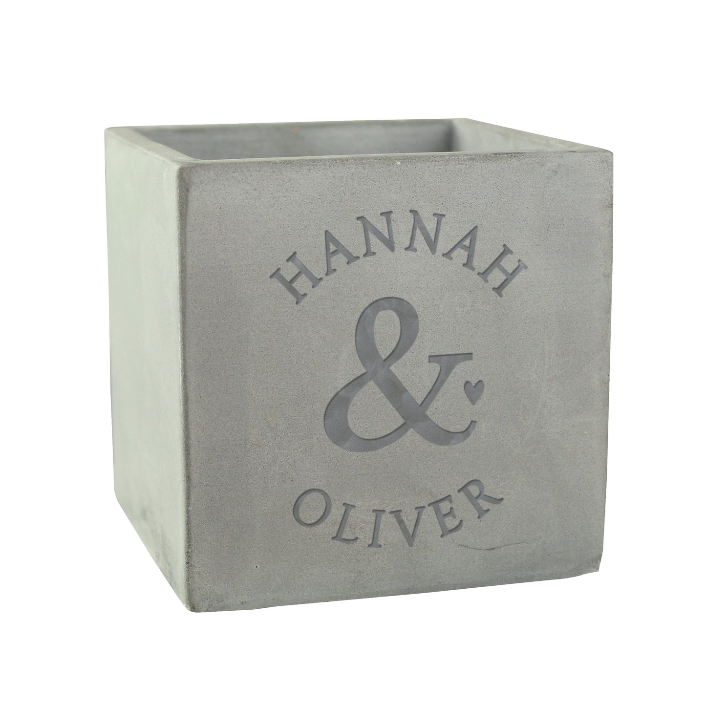 Personalised Ampersand Couples Concrete Plant Pot - MK&JD Gifts