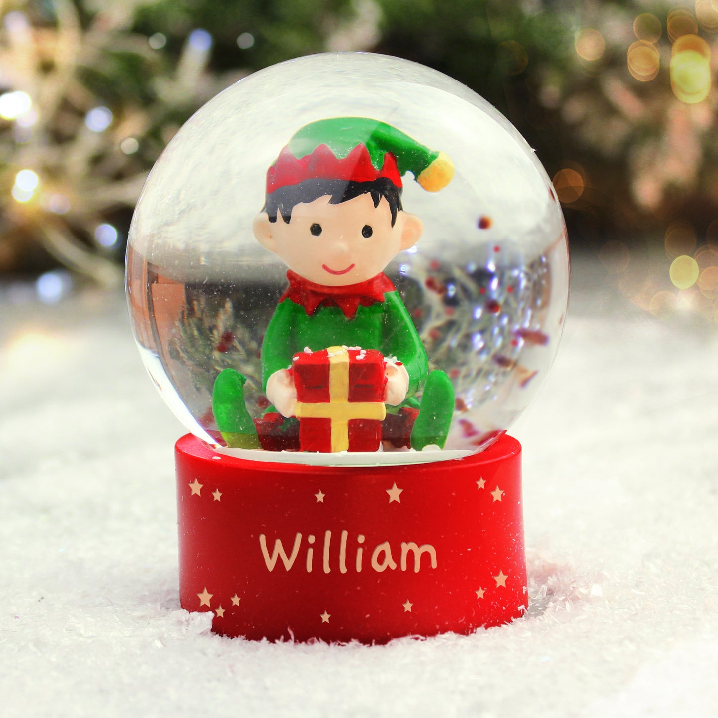 Personalised Name Only Elf Glitter Snow Globe - MK&JD Gifts