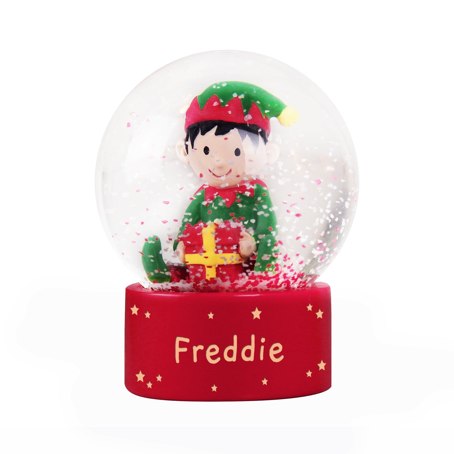 Personalised Name Only Elf Glitter Snow Globe - MK&JD Gifts
