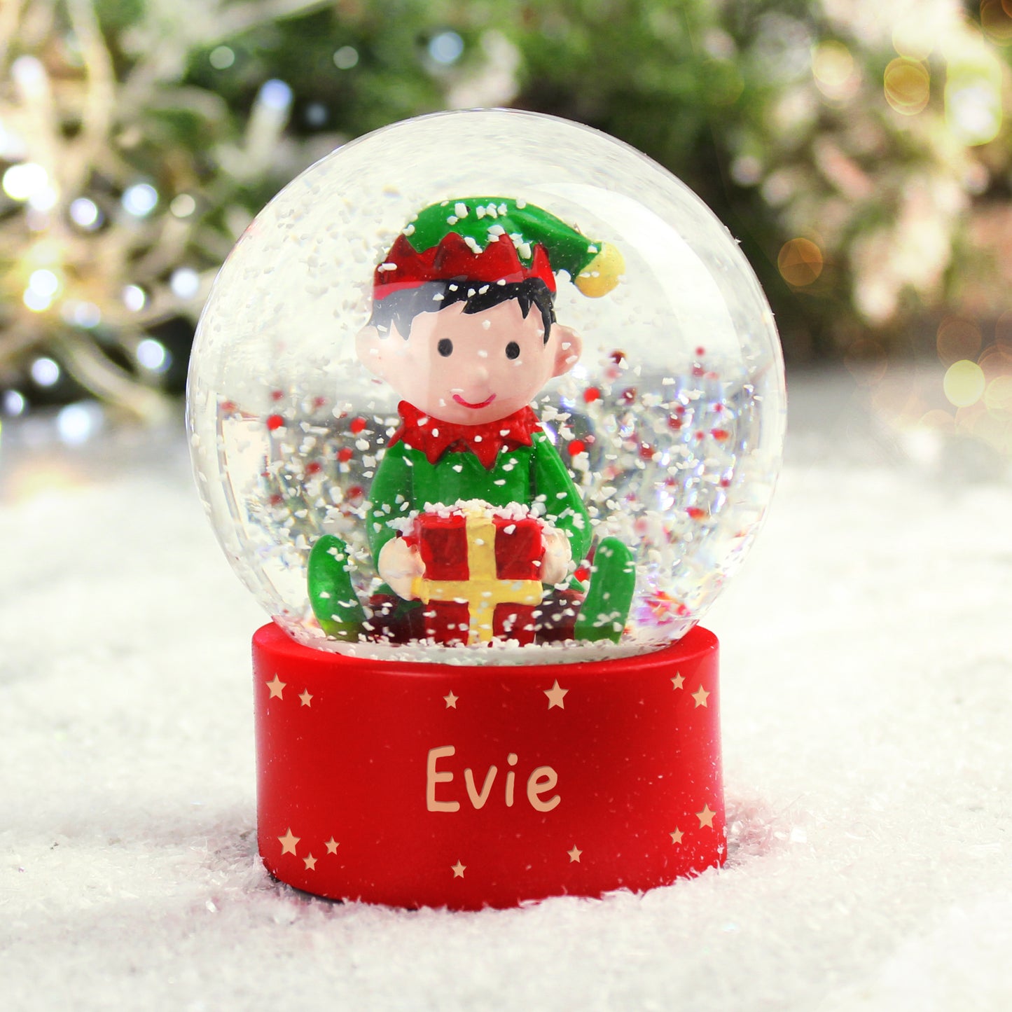 Personalised Name Only Elf Glitter Snow Globe - MK&JD Gifts