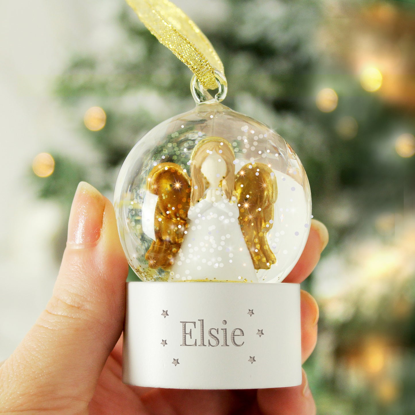Personalised Name Only Angel Glitter Snow Globe Tree Decoration - MK&JD Gifts