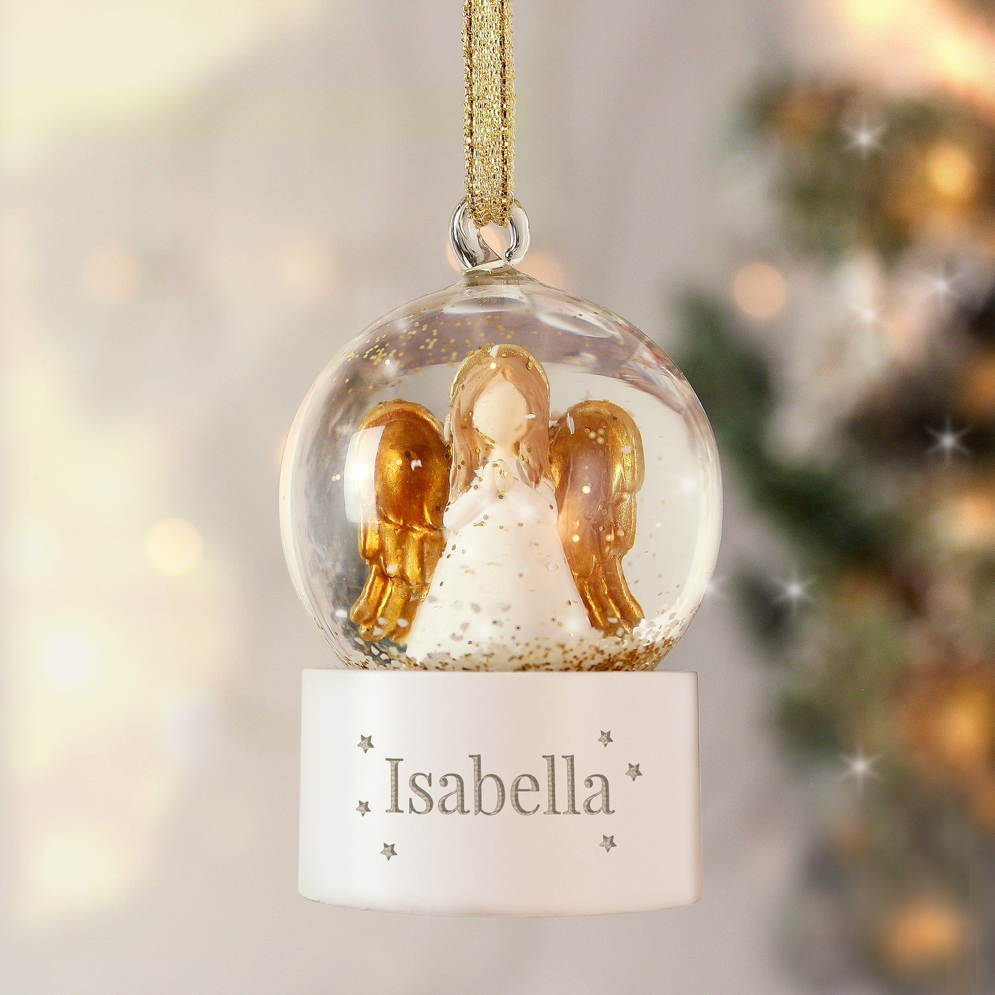 Personalised Name Only Angel Glitter Snow Globe Tree Decoration - MK&JD Gifts