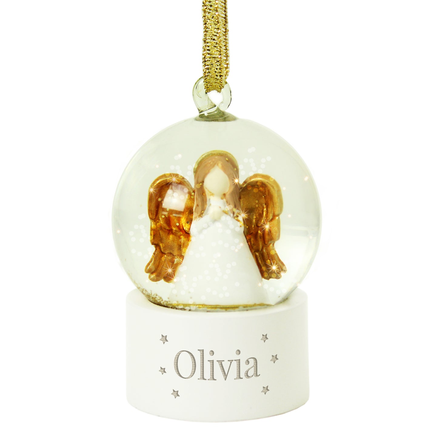Personalised Name Only Angel Glitter Snow Globe Tree Decoration - MK&JD Gifts
