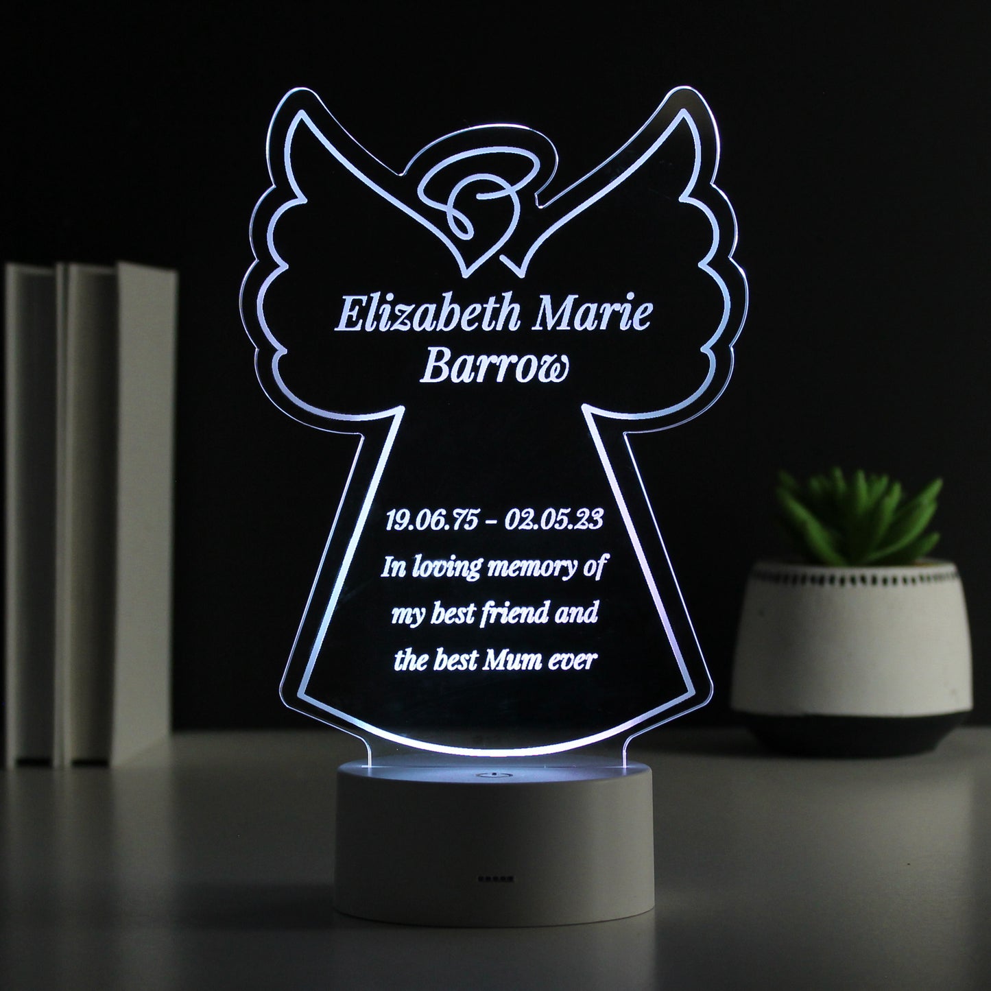 Personalised Free Text Angel Memorial Colour Changing LED Light - MK&JD Gifts