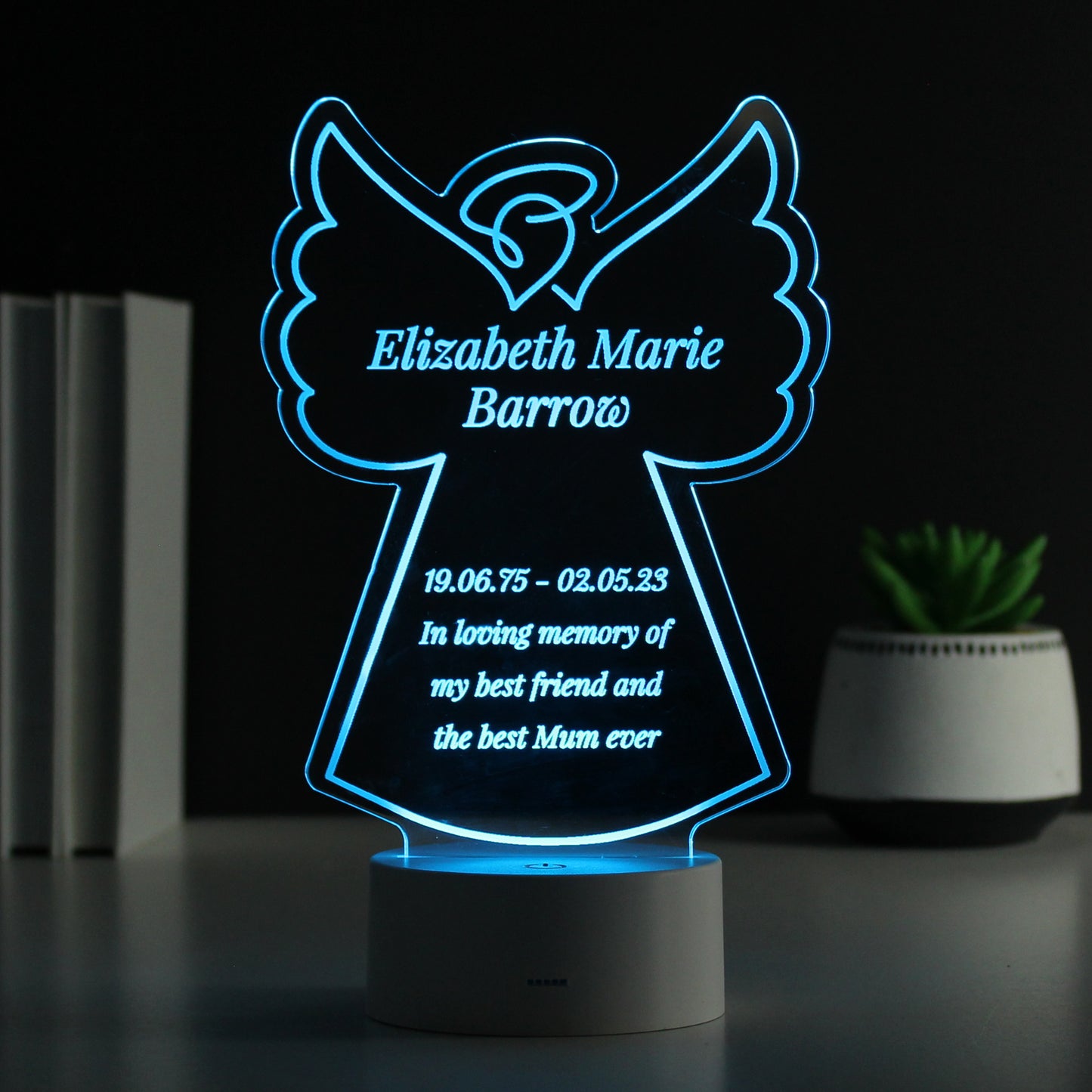 Personalised Free Text Angel Memorial Colour Changing LED Light - MK&JD Gifts